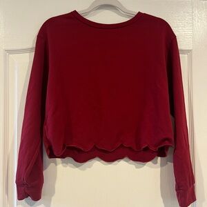 Women’s Red Long Sleeve Crop Top, Size S